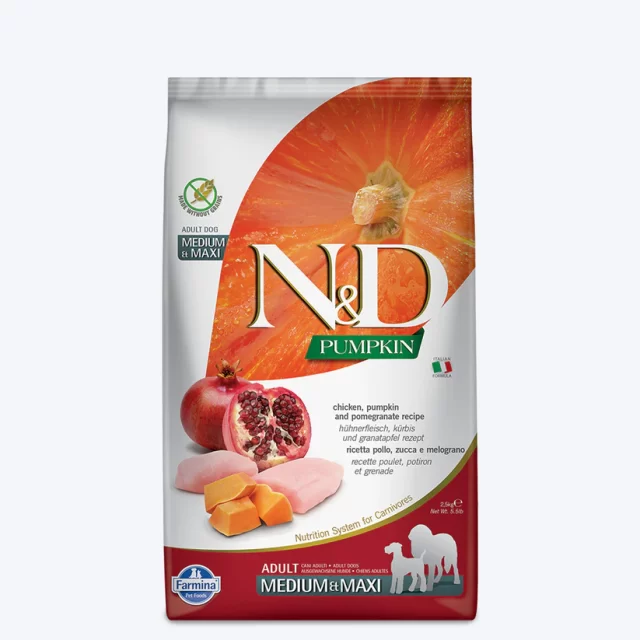 Farmina N&D Pumpkin Chicken & Pomegranate Grain Free Adult Medium &Maxi Breed Dry Dog Food