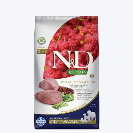 Farmina N&D Quinoa (Weight Management) Lamb,Broccoli &Asparagus,Grain Free Adult Dry Dog Food