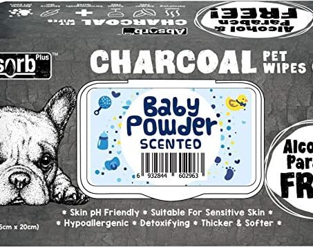Absorb Plus Charcoal Pet Wipes Baby Powder