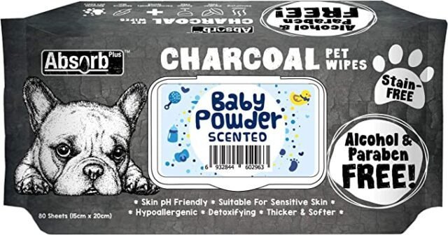 Absorb Plus Charcoal Pet Wipes Baby Powder