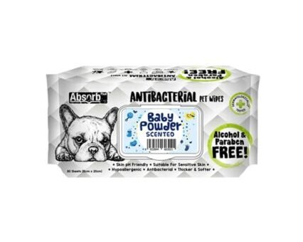 Absorb Plus Baby Powder Antibacterial Pet Wipes