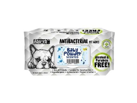Absorb Plus Baby Powder Antibacterial Pet Wipes